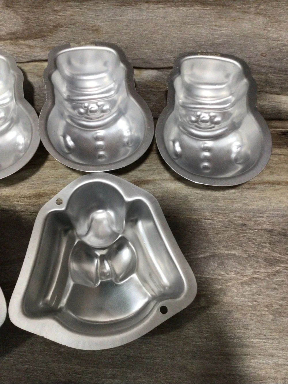 6pc Vintage Wilton Aluminum Christmas Jello Molds Angel Snowman Mini Cake Molds